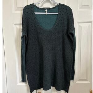 Margaret O’Leary Emerald Green Animal Print Ribbed Tunic Sweater S